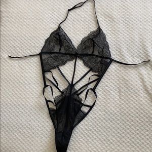 NWOT- black embroidered cut out teddy lingerie